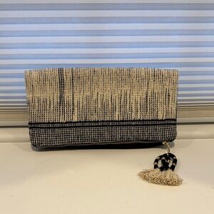 Black white fabric folded clutch